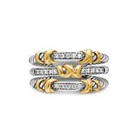 Petite Helena Wrap Three Row Ring in Sterling Silver with 18K Yellow Gold and Diamonds, 12mm