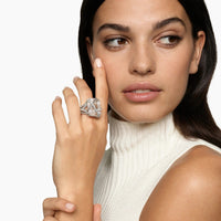 Cable Wrap Ring Sterling Silver with Crystal and Diamonds, 20.4mm