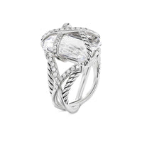 Cable Wrap Ring Sterling Silver with Crystal and Diamonds, 20.4mm