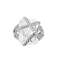 Cable Wrap Ring Sterling Silver with Crystal and Diamonds, 20.4mm
