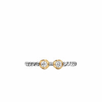 Cable Open Round Ring Sterling Silver with 14K Yellow Gold and Diamonds, 3.9mm