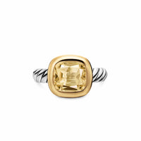 DY Mercer® Color Stone Ring Sterling Silver with 18K Yellow Gold and Champagne Citrine, 10mm
