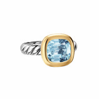 DY Mercer® Color Stone Ring Sterling Silver with 18K Yellow Gold and Sky Blue Topaz, 10mm