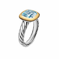 DY Mercer® Color Stone Ring Sterling Silver with 18K Yellow Gold and Sky Blue Topaz, 10mm