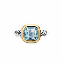 DY Mercer® Color Stone Ring Sterling Silver with 18K Yellow Gold and Sky Blue Topaz, 10mm