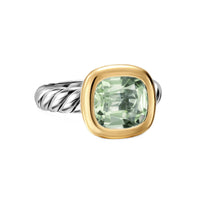 DY Mercer® Color Stone Ring Sterling Silver with 18K Yellow Gold and Prasiolite, 10mm