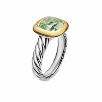DY Mercer® Color Stone Ring Sterling Silver with 18K Yellow Gold and Prasiolite, 10mm