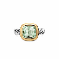 DY Mercer® Color Stone Ring Sterling Silver with 18K Yellow Gold and Prasiolite, 10mm