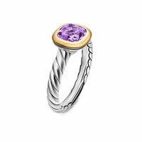 DY Mercer® Color Stone Ring Sterling Silver with 18K Yellow Gold and Amethyst, 7mm