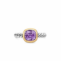 DY Mercer® Color Stone Ring Sterling Silver with 18K Yellow Gold and Amethyst, 7mm