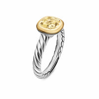 DY Mercer® Color Stone Ring Sterling Silver with 18K Yellow Gold and Champagne Citrine, 7mm