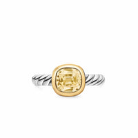 DY Mercer® Color Stone Ring Sterling Silver with 18K Yellow Gold and Champagne Citrine, 7mm