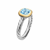 DY Mercer® Color Stone Ring Sterling Silver with 18K Yellow Gold and Sky Blue Topaz, 7mm