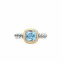 DY Mercer® Color Stone Ring Sterling Silver with 18K Yellow Gold and Sky Blue Topaz, 7mm