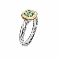 DY Mercer® Color Stone Ring Sterling Silver with 18K Yellow Gold and Prasiolite, 7mm