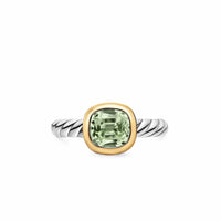 DY Mercer® Color Stone Ring Sterling Silver with 18K Yellow Gold and Prasiolite, 7mm