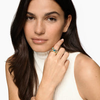 DY Mercer® Color Stone Multi Row Ring Sterling Silver with 18K Yellow Gold, Blue Topaz and Diamonds, 10mm