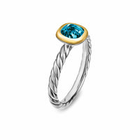 DY Mercer® Color Cable Ring Sterling Silver with 14K Yellow Gold and Hampton Blue Topaz, 5.5mm