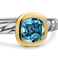 DY Mercer® Color Cable Ring Sterling Silver with 14K Yellow Gold and Hampton Blue Topaz, 5.5mm