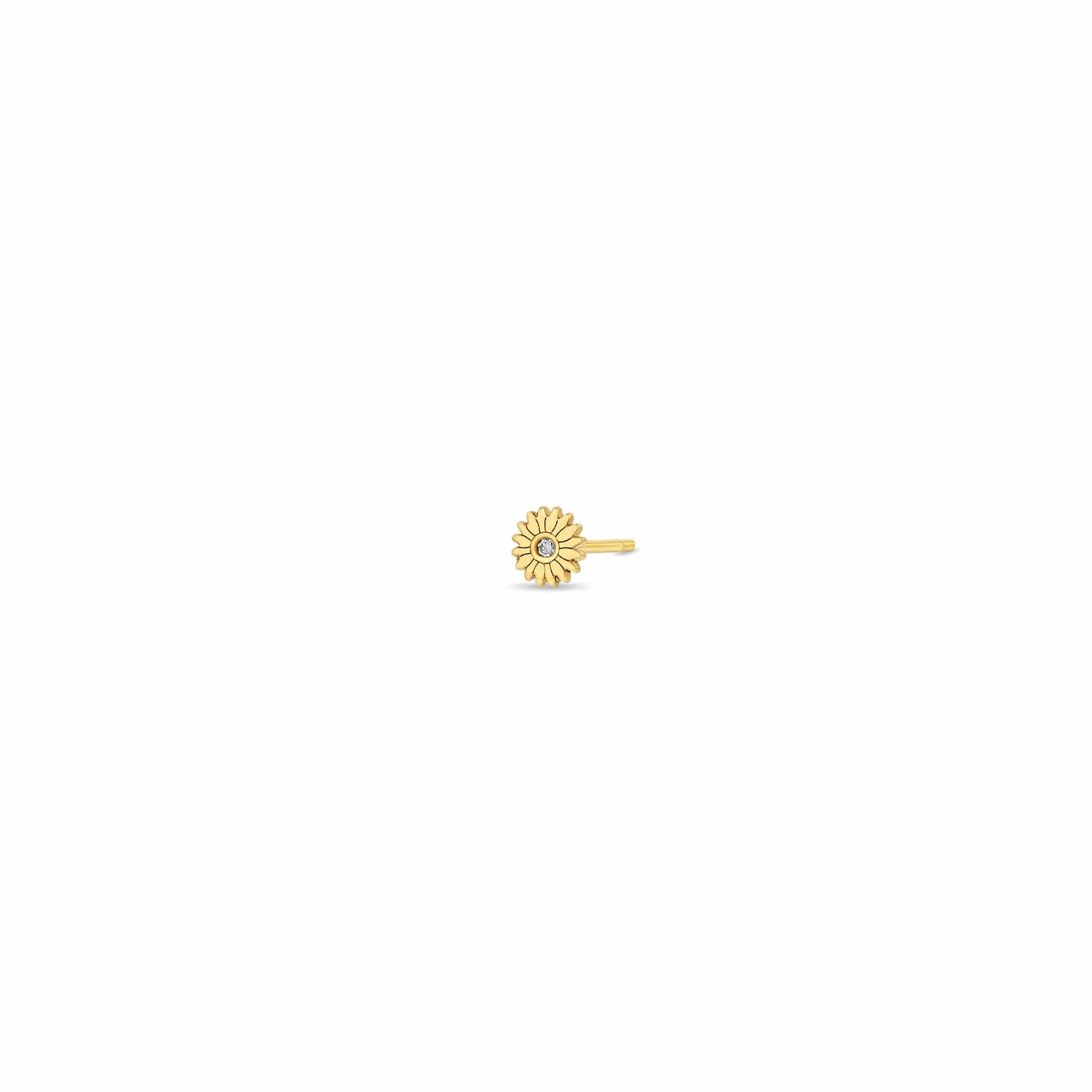 14K Yellow Gold Small Flower Stud Earring