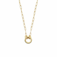 14K Yellow Gold Paperclip Necklace with Enhancer Charm