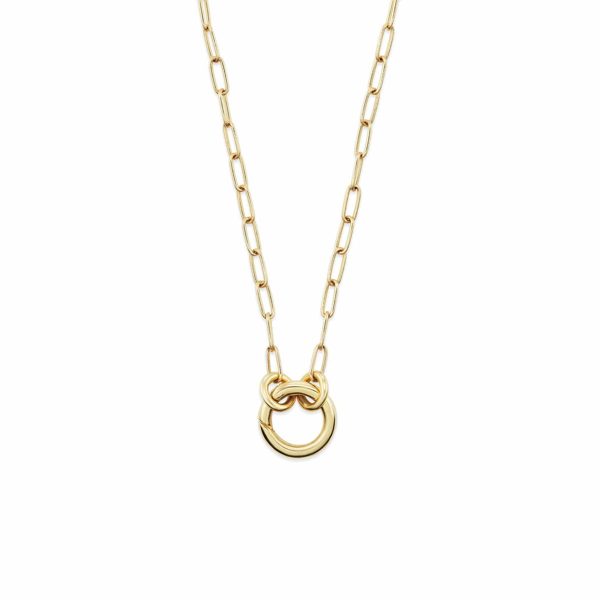 14K Yellow Gold Paperclip Necklace with Enhancer Charm