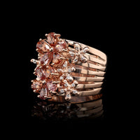 Sonia B. 14K Rose Gold Estate Morganite and Diamond Flower Ring