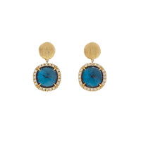 Marco Bicego 18K Yellow Gold Jaipur Blue Topaz and Diamond Drop Earrings