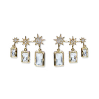 14K Yellow Gold Aztec Topaz & Triple Baguette Diamond Star Earrings