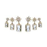 Anzie 14K Yellow Gold Aztec Topaz & Triple Baguette Diamond Star Earrings