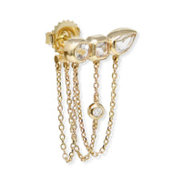 Anzie 14K Yellow Gold Melia Triple Topaz & Diamond Chain Earrings