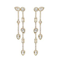 14K Yellow Gold Cleo Liana Double Chain Chandelier Topaz & Diamond Earrings