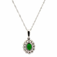 18K White Gold Tourmaline and Diamond Halo Pendant