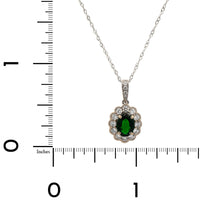 18K White Gold Tourmaline and Diamond Halo Pendant