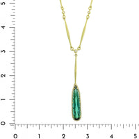 Suzy Landa 18K Yellow Gold Elongated Pear Shaped Green Tourmaline and Diamond Pendant Necklace
