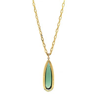 18K Yellow Gold Pear Shaped Green Tourmaline and Diamond Halo Pendant Necklace