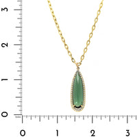 18K Yellow Gold Pear Shaped Green Tourmaline and Diamond Halo Pendant Necklace