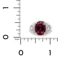 18K White Gold Pink Tourmaline and Diamond Heavy Bezel Set Ring