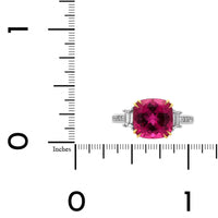 Platinum and 18K Yellow Gold Pink Tourmaline and Diamond 3 Stone Ring