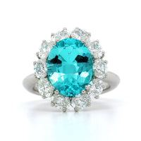 Platinum Paraiba Tourmaline and Diamond Halo Ring