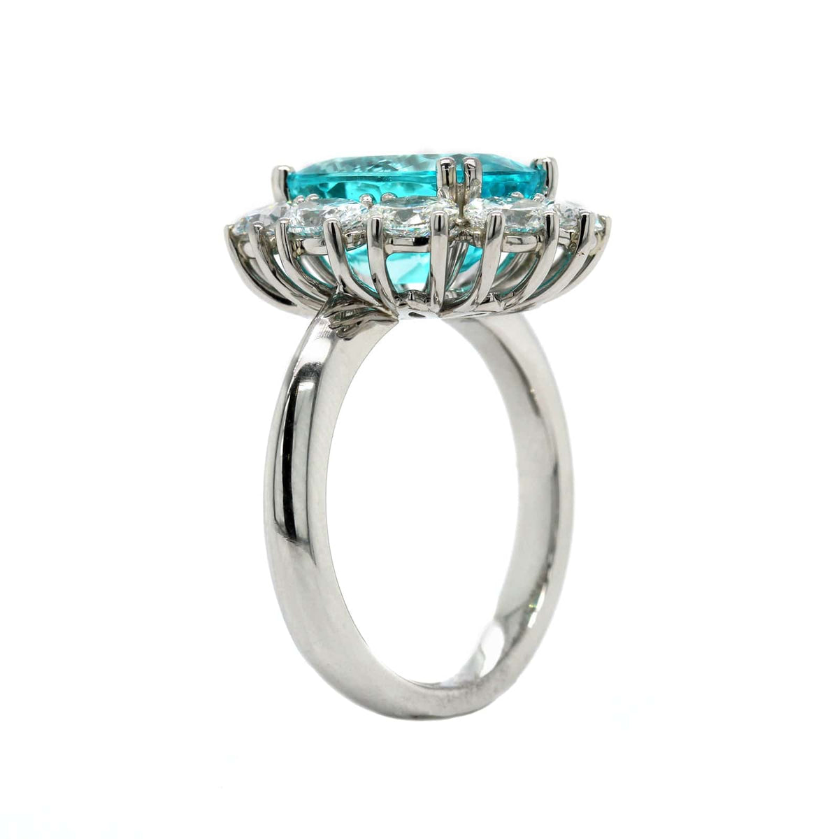 Platinum Paraiba Tourmaline and Diamond Halo Ring