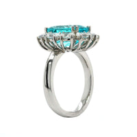 Platinum Paraiba Tourmaline and Diamond Halo Ring