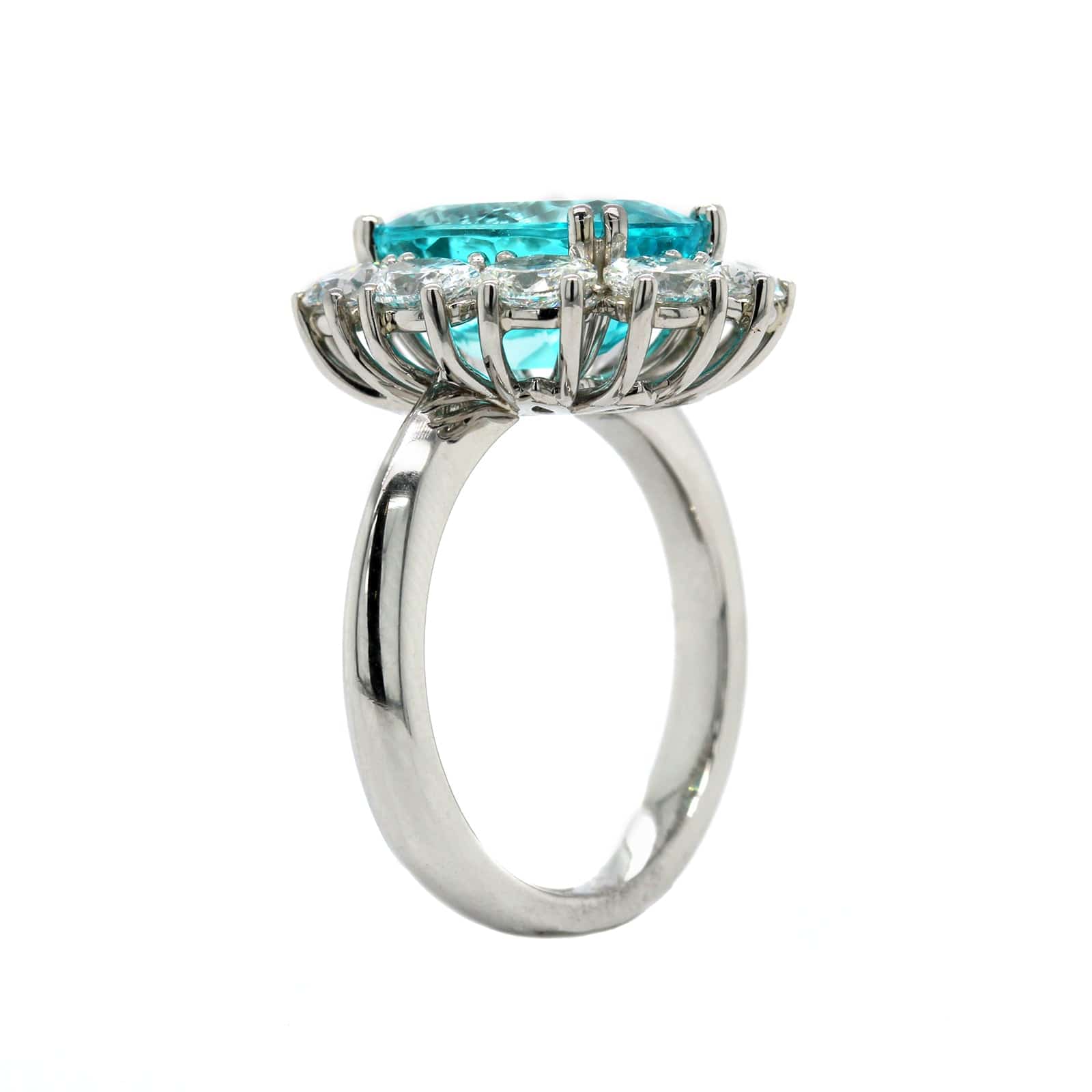 Platinum Paraiba Tourmaline and Diamond Halo Ring