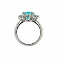 Platinum Paraiba Tourmaline and Diamond Halo Ring