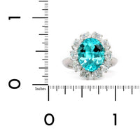 Platinum Paraiba Tourmaline and Diamond Halo Ring