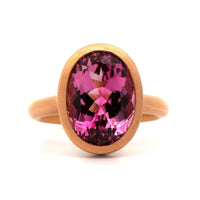 18K Rose Gold Pink Tourmaline and Diamond Ring