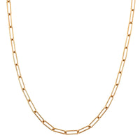 18K Yellow Gold 24" Solid Paperclip Chain Necklace