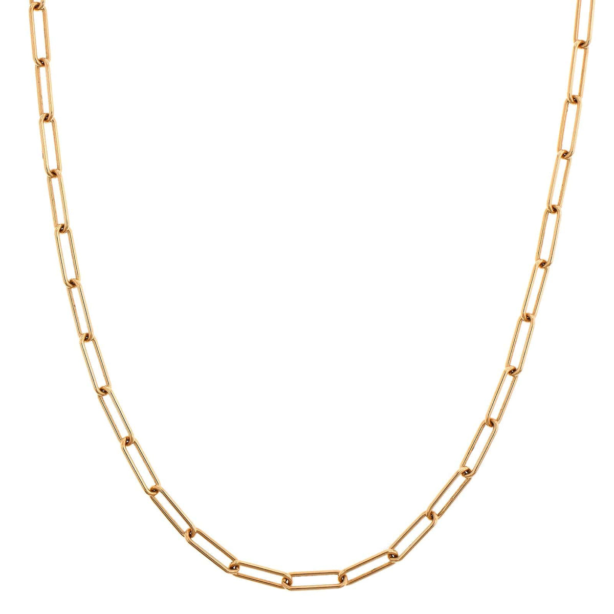 18K Yellow Gold 24" Solid Paperclip Chain