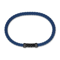 Chevron Bracelet in Blue Rubber with Black Titanium, 6mm
