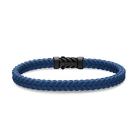 Chevron Bracelet in Blue Rubber with Black Titanium, 6mm
